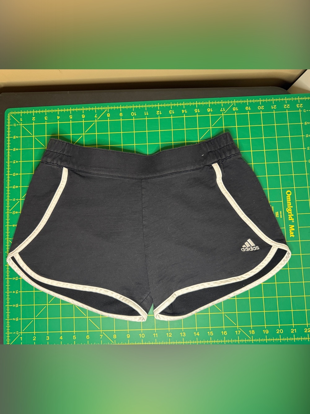 Adidas Women's Medium Black Running Shorts White Trim Athletic Gym Activewear